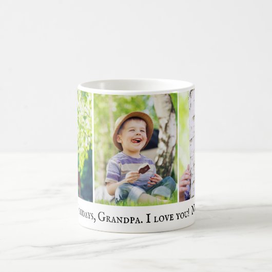 ハッピーホリデーズグランドパ私はあなたを愛する3フォトチャイルド コーヒーマグカップ (中央)