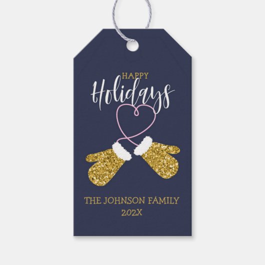 ハッピーホリデーズグリッターミッテンズ ギフトタグ (正面)