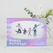 ハッピーホリデーズグリッチピンクトレンディー写真クリスマス シーズンカード (スタンド正面)