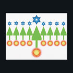 ハッピーホリデーズグリーティングカード – クリスマスハヌカー シーズンポストカード<br><div class="desc">何でも祝知ってる人は？このカードはホリデーツリーの森を示し、それを裏返し（逆さまに）、ハヌカー（ユダヤ教）メノラーのキャンドルを示す。友人に表示する方法を選択させる。カードはクリスチャンやユダヤ人にとってカワイイで、適切である。(私の家族は半分だ。</div>