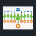 ハッピーホリデーズグリーティングカード – クリスマスハヌカー シーズンポストカード<br><div class="desc">何でも祝知ってる人は？このカードはホリデーツリーの森を示し、それを裏返し（逆さまに）、ハヌカー（ユダヤ教）メノラーのキャンドルを示す。友人に表示する方法を選択させる。カードはクリスチャンやユダヤ人にとってカワイイで、適切である。(私の家族は半分だ。</div>