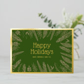 ハッピーホリデーズグリーナリーフレーム企業のクリスマス 箔シーズンカード (立ち正面)