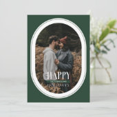 ハッピーホリデーズグリーンオーバルフレームフォトカード シーズンカード (スタンド正面)
