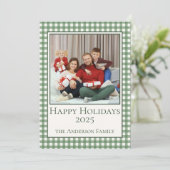 ハッピーホリデーズグリーンジンガム写真と文字 シーズンカード (スタンド正面)