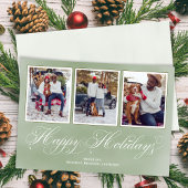 ハッピーホリデーズグリーンスクリプトフォトコラージュ シーズンカード