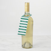 ハッピーホリデーズグリーンストライプのスノーフレークスワイン ボトルネックタグ (アングル)