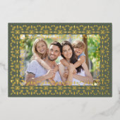 ハッピーホリデーズグリーンスノーフレーク写真 箔シーズンカード (正面)