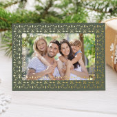 ハッピーホリデーズグリーンスノーフレーク写真 箔シーズンカード