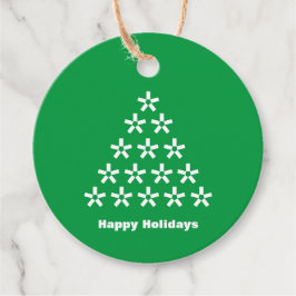 ハッピーホリデーズグリーンホワイトスノースターズツリーギフト フェイバータグ