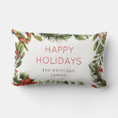 ハッピーホリデーズグリーンリーフェスティバルクリスマスファミリー ランバークッション (裏面)