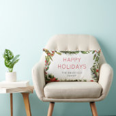 ハッピーホリデーズグリーンリーフェスティバルクリスマスファミリー ランバークッション (椅子)