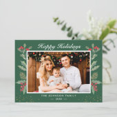 ハッピーホリデーズグリーンレッドベリークリスマスフォト シーズンカード (スタンド正面)