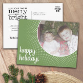 ハッピーホリデーズグリーン水玉模様縁ど シーズンポストカード