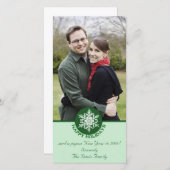 ハッピーホリデーズグリーン紙スノーフレーク4x8 シーズンカード (正面/裏面)