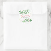 ハッピーホリデーズグリーン離れシムズファミリーネームクリスマス スクエアシール (バッグ)