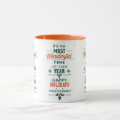 ハッピーホリデーズグリーン&オレンジ文字デザイン マグカップ (中央)