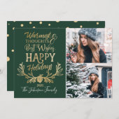 ハッピーホリデーズグリーン&金ゴールドフェスティバルファミリーの写真 シーズンカード (正面/裏面)