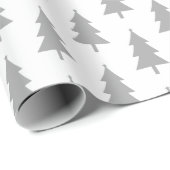 ハッピーホリデーズグレーオンホワイトモアツリーパターン ラッピングペーパー (ロールコーナー)