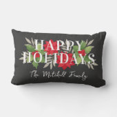 ハッピーホリデーズグレークリスマスフローラファミリー名 ランバークッション (裏面)