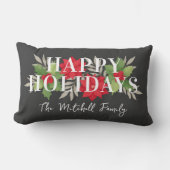 ハッピーホリデーズグレークリスマスフローラファミリー名 ランバークッション (正面)