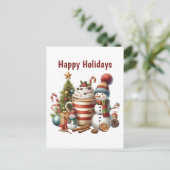 ハッピーホリデーズコーヒー雪だるま シーズンポストカード (スタンド正面)