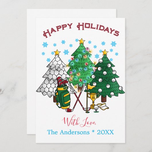 ハッピーホリデーズゴルフクリスマスツリーカード シーズンカード (正面/裏面)