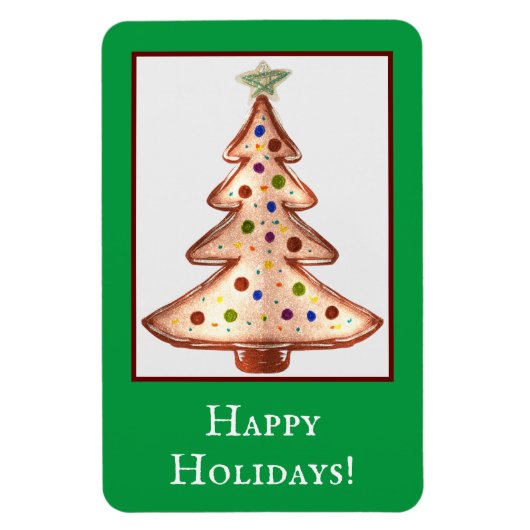 ハッピーホリデーズゴールデンクリスマスツリー マグネット (縦)