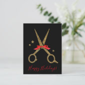 ハッピーホリデーズゴールデングリッター美容師 ポストカード (スタンド正面)