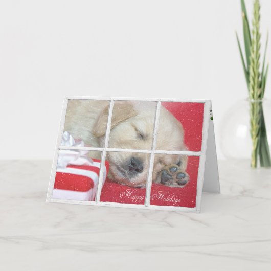 ハッピーホリデーズゴールデンレトリバーアップ シーズンカード (正面)