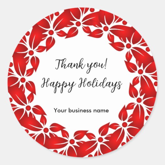 ハッピーホリデーズサンキューパーソナライズされた ラウンドシール (正面)