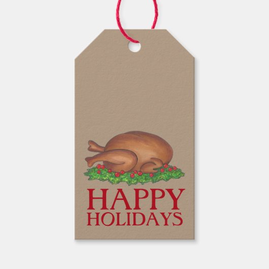 ハッピーホリデーズサンクスギビングクリスマス七面鳥の日 ギフトタグ (正面)