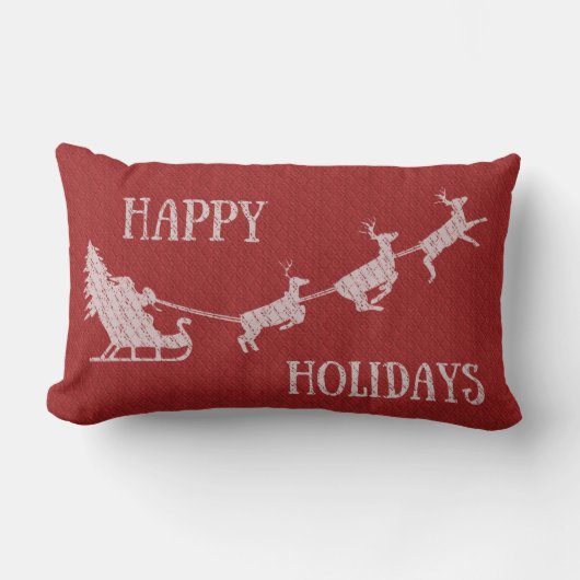 ハッピーホリデーズサンタインスリー ランバークッション (正面)
