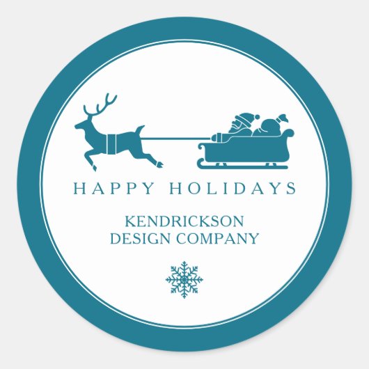 ハッピーホリデーズサンタクロース企業のビジネスクラス ラウンドシール (正面)