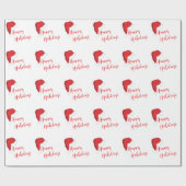 ハッピーホリデーズサンタハットレッド ラッピングペーパー (フラット)