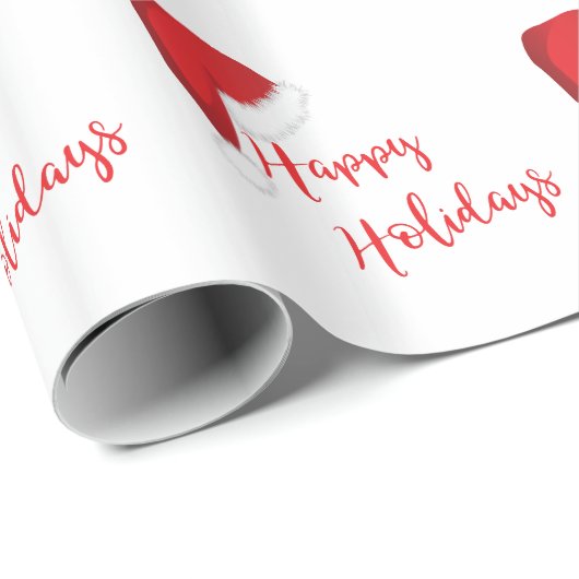 ハッピーホリデーズサンタハットレッド ラッピングペーパー (ロールコーナー)