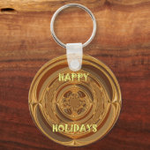 ハッピーホリデーズサークルアートプリント/デザイン キーホルダー (正面)