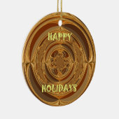 ハッピーホリデーズサークルアートプリント/デザイン セラミックオーナメント (右)
