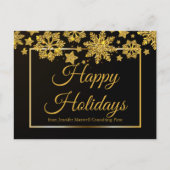 ハッピーホリデーズシック企業のクリスマスブラック金ゴールド シーズンポストカード (正面)
