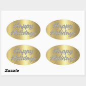 ハッピーホリデーズシルバーグリッターオン金ゴールド 楕円形シール (シート)
