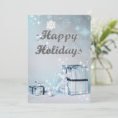 ハッピーホリデーズシルバーグリッタークリスマスフォトカード (スタンド正面)