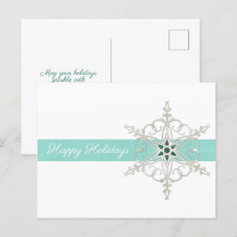ハッピーホリデーズシルバーブルースノーフレークポストカード シーズンポストカード