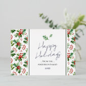 ハッピーホリデーズシンプルクリスマスベリー 箔シーズンカード (立ち正面)