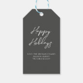 ハッピーホリデーズシンプルミニマリストスクリプト雪の結晶 ギフトタグ (正面)