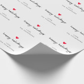 ハッピーホリデーズシンプル赤いハートクリスマス ラッピングペーパー (角)