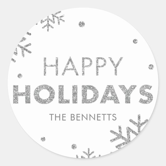 ハッピーホリデーズシールフェイクシルバー ラウンドシール (正面)