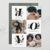 ハッピーホリデーズジョイグリーンリー&ホリーファミリーの写真 シーズンカード (正面/裏面)