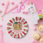 ハッピーホリデーズジンジャーブレッドカップル | DIY文字 ペーパープレート (パーティー)