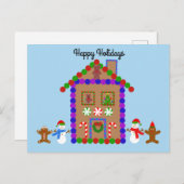ハッピーホリデーズジンジャーブレッドハウス#1はがき ポストカード (正面/裏面)
