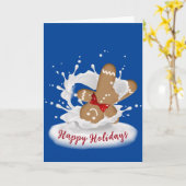 ハッピーホリデーズジンジャーブレッドマンインミルク カード (黄色い花)