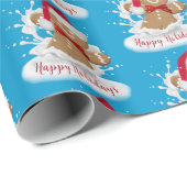 ハッピーホリデーズジンジャーブレッドマンインミルク ラッピングペーパー (ロールコーナー)